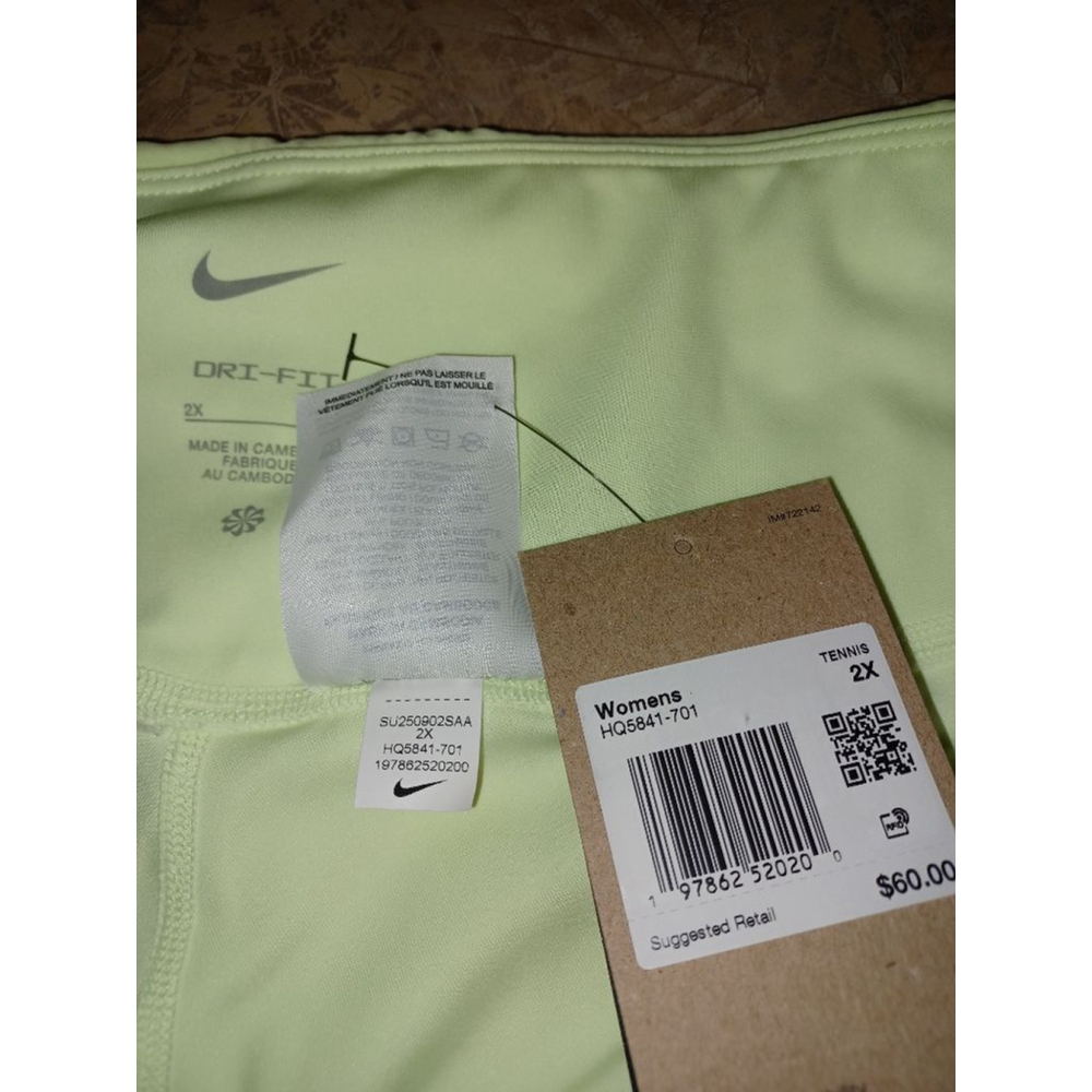Nike Plus Tennis Fitness Skort 2X In Neon Lemon Lime - Picture 4 of 11